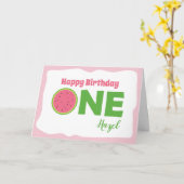 スイカ1歳の女の子のための誕生日カード カード (黄色い花)