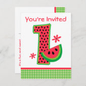 スイカ1stバースデーギンガム インビテーションポストカード (正面/裏面)