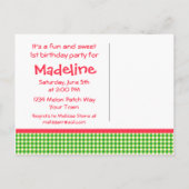 スイカ1stバースデーギンガム インビテーションポストカード (裏面)