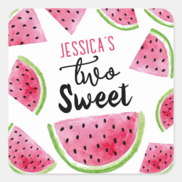 スイカ2つの甘い誕生日パーティー スクエアシール