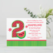 スイカ2歳の誕生日ストライプ 招待状 (スタンド正面)