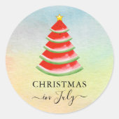 スイカ7月のスイカのクリスマススイカ ラウンドシール (正面)