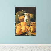 スイカ、まだ生きているオレンジ キャンバスプリント (インサイチュ (ウッドフロア))