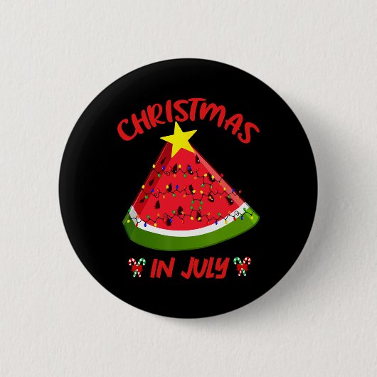 スイカ クリスマスツリー 7月のクリスマス サマー 缶バッジ (正面)