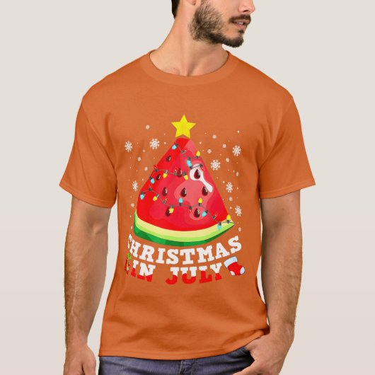 スイカ クリスマスツリー 7月のクリスマス 男の子 Tシャツ (正面)