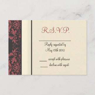 スイカ&クリームダマスクウェディング 出欠カード