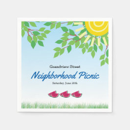 スイカ&サン付き近所のピクニック スタンダードカクテルナプキン