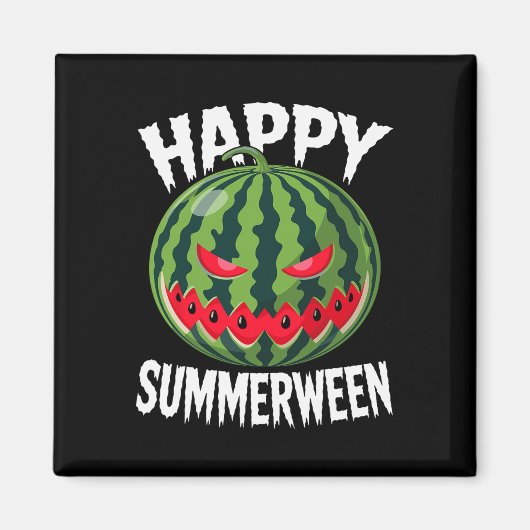 スイカ ジャックオーランタン 夏 ハロウィン 幸せ 楽しい夏 マグネット (正面)
