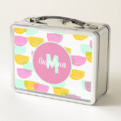 スイカ・スタンプ明カラフルモノグラムの メタルランチボックス (裏面)