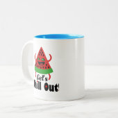 🍉スイカ❤️ダンス&チル😋 ツートーンマグカップ (正面左)