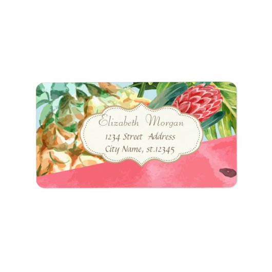 スイカ、トロピカルパーム葉 ラベル (正面)