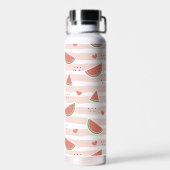 スイカ、ハート、ストライプ夏のパターン ウォーターボトル (背面)