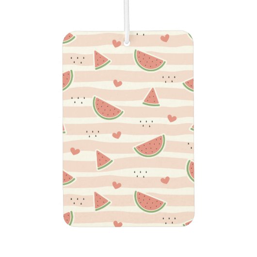 スイカ、ハート、ストライプ夏のパターン カーエアーフレッシュナー (正面)
