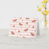 スイカ、ハート、ストライプ夏のパターン カード (黄色い花)