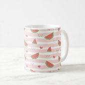 スイカ、ハート、ストライプ夏のパターン コーヒーマグカップ (正面右)