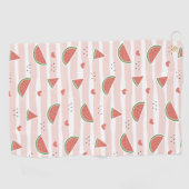 スイカ、ハート、ストライプ夏のパターン ゴルフタオル (横)