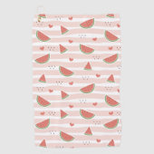 スイカ、ハート、ストライプ夏のパターン ゴルフタオル (正面)