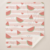 スイカ、ハート、ストライプ夏のパターン シェルパブランケット (正面)