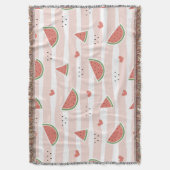 スイカ、ハート、ストライプ夏のパターン スローブランケット (正面縦)