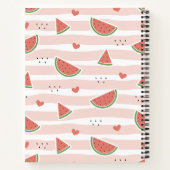 スイカ、ハート、ストライプ夏のパターン ノートブック (裏面)