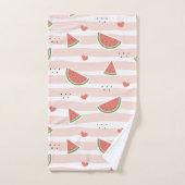 スイカ、ハート、ストライプ夏のパターン バスタオルセット (ハンドタオル)