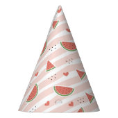 スイカ、ハート、ストライプ夏のパターン パーティーハット (左)