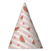 スイカ、ハート、ストライプ夏のパターン パーティーハット (右)