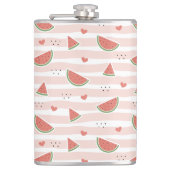 スイカ、ハート、ストライプ夏のパターン フラスク (正面)
