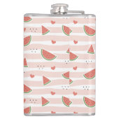 スイカ、ハート、ストライプ夏のパターン フラスク (裏面)