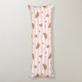 スイカ、ハート、ストライプ夏のパターン ボディピロー (裏面 (縦))