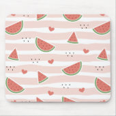スイカ、ハート、ストライプ夏のパターン マウスパッド (正面)