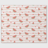 スイカ、ハート、ストライプ夏のパターン ラッピングペーパー (フラット)