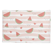 スイカ、ハート、ストライプ夏のパターン 枕カバー (裏面)