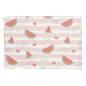 スイカ、ハート、ストライプ夏のパターン 枕カバー (正面)