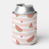 スイカ、ハート、ストライプ夏のパターン 缶クーラー (缶正面)