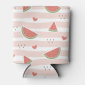 スイカ、ハート、ストライプ夏のパターン 缶クーラー (正面)