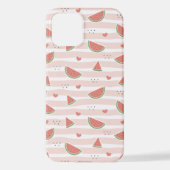 スイカ、ハート、ストライプ夏のパターン iPhoneケース (裏面)