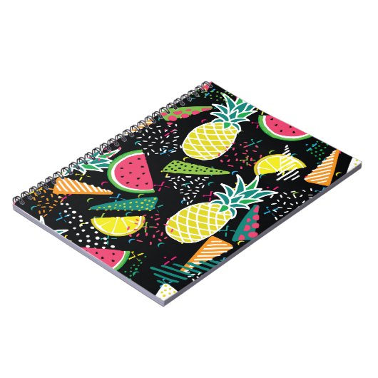スイカ・パイナの手描きシームレスパターン ノートブック (左側)