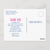 スイカ&パイナップル付きピンクフラミンゴ感謝してい ポストカード (裏面)