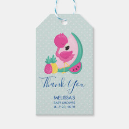 スイカ&パイナップル付きピンクフラミンゴ ギフトタグ