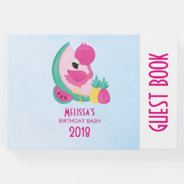 スイカ&パイナップル付きピンクフラミンゴ ゲストブック