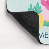 スイカ&パイナップル付きピンクフラミンゴ マウスパッド (コーナー)