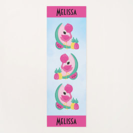 スイカ&パイナップル付きピンクフラミンゴ ヨガマット