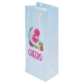 スイカ&パイナップル付きピンクフラミンゴ ワインギフトバッグ (裏面アングル)