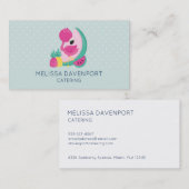 スイカ&パイナップル付きピンクフラミンゴ 名刺 (正面/裏面)