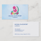 スイカ&パイナップル付きピンクフラミンゴ 名刺 (正面/裏面)