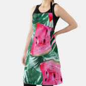 スイカ、パーム葉ス：熱帯シームレスパター エプロン (インサイチュ)