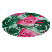 スイカ、パーム葉ス：熱帯シームレスパター カッティングボード (角)