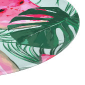 スイカ、パーム葉ス：熱帯シームレスパター カッティングボード (角)