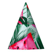 スイカ、パーム葉ス：熱帯シームレスパター パーティーハット (裏面)